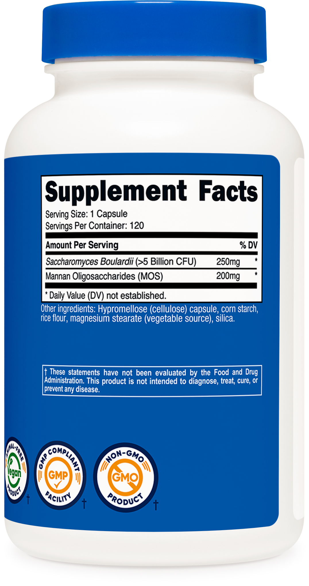 Nutricost Saccharomyces Boulardii + MOS Capsules (>5 Billion CFU) 120 Capsules - Prebiotic + Probiotic, 200mg of MOS Per Serving