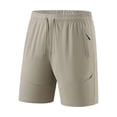 thumbnail image 2 of DPTALR Men's Solid Color Ice Silk Sports Casual Running Shorts with Drawstring & Zipper Pockets,Khaki,Big and Tall Men XXXXXL, 2 of 6