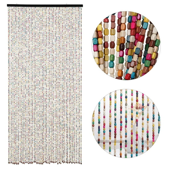 ANMINY Vibrant Wooden Bead Door Curtain, 35.5" x 75"