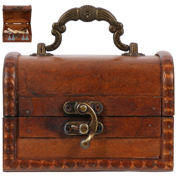 Topbathy Classic Jewelry Box with Lock Rectangular Wood 1Pack Display for Gift Giving