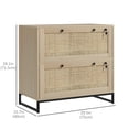 thumbnail image 2 of Natural Rattan 2-Drawer Filing Cabinet with Lock – Boho Office Storage for Living Room, Bedroom & Home Office – 29.5” Wide, 2 of 7