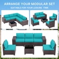 thumbnail image 4 of ALAULM 6 Pieces Patio Conversation Set, Outdoor Sectional PE Rattan Wicker Furniture Seat,Blue, 4 of 8