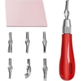thumbnail image 1 of Mardatt 8Pcs Craft Linoleum Carving Tools Kit Includes Rubber Stamp Carving Tools with 6 Blades, Rubber Carving Blocks, Carving Block Stamp Art Block Cutters Linoleum Cutter Tools for Block Printing, 1 of 7