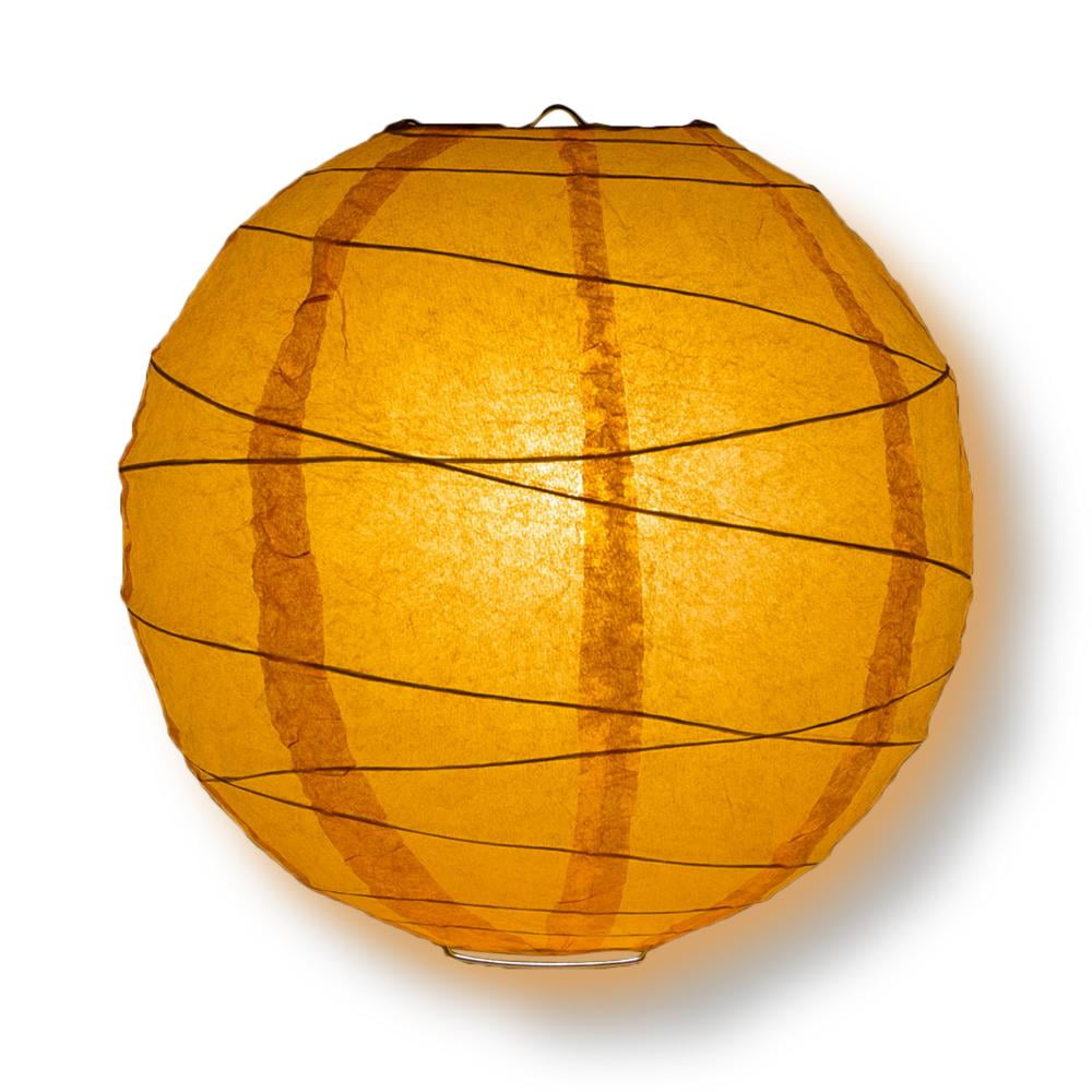 Quasimoon 16' Orange Round Paper Lantern, Crisscross Ribbing, Hanging Decoration by PaperLanternStore