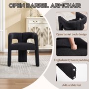 Guyou Modern Boucle Dining Chair Set of 2, Sherpa Upholstered Barrel Chair, Comfy Armchair with Open Backrest, Vanity Side Chair Accent Chair for Living Room Bedroom Dining Room, Black