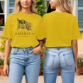 thumbnail image 2 of Wang6 Womens Short Sleeve Graphic Tees Casual America 250 Letter Printed Tshirts Summer Loose Fit Crew Neck Tops Yellow M, 2 of 6