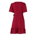 thumbnail image 2 of Kmbangi Maman et Moi Rouge Dot Print Robes Manches Courtes V Cou Volants Ourlet Été Décontracté une Ligne Robe Parent-Enfant, 2 of 9
