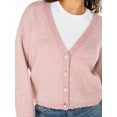 thumbnail image 6 of Celebrity Pink Women's Scalloped Hem Jewel Button Cardigan Sweater with Long Sleeves, Sizes XS-XXXL, 6 of 6