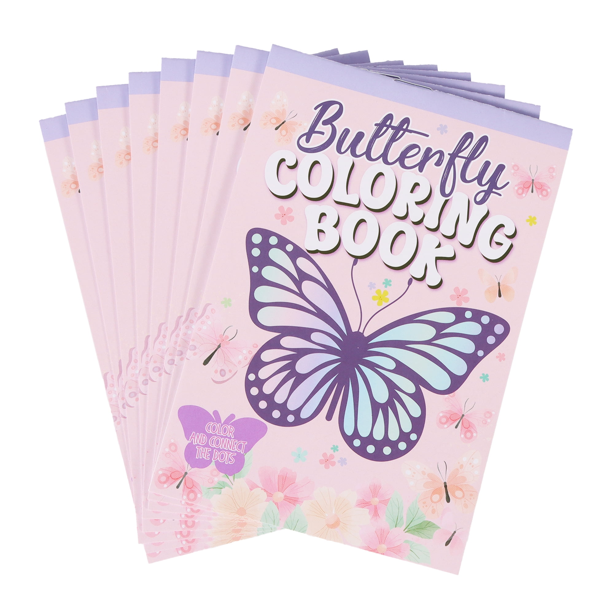8 Set, Multicolor Butterfly Coloring Book, Party Favors, Includes: 8 Coloring Books, 8 Crayon Boxes, by Way To Celebrate