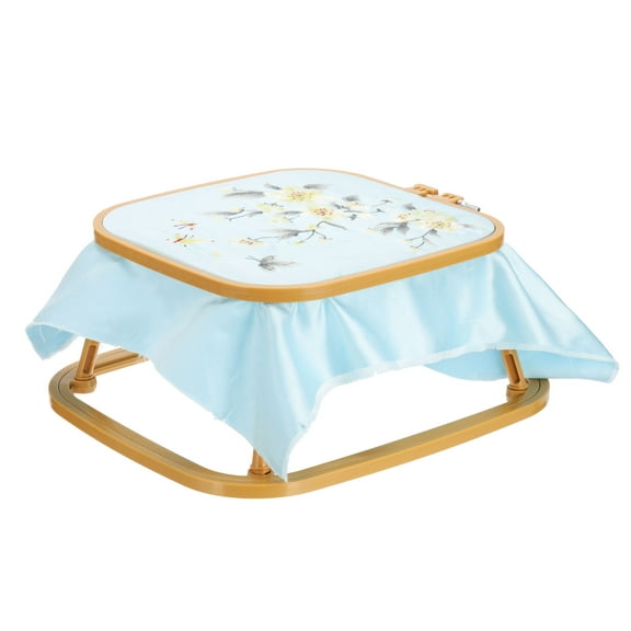 Uxcell 9.4" x 8.7" Square Embroidery Hoop Stand, Adjustable ABS Plastic Cross Stitch Stand Hands-Free 2-Tier Embroidery Hoop Holder Punch Needle Frame for Sewing Arts Needlework, Khaki