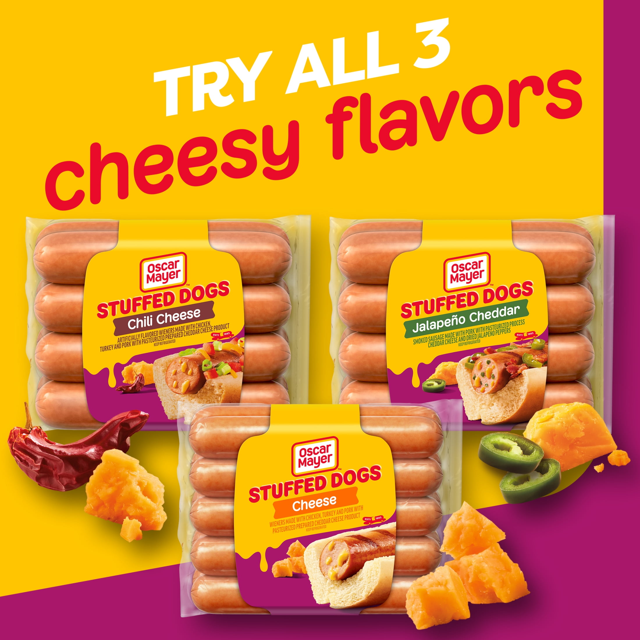 Oscar Mayer Stuffed Cheese Hot Dogs, 10 Count Pack