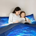 thumbnail image 4 of Feelyou Dreamy Dolphin Teens Bedding Comforter Set 7 Pieces, Cartoon Cute Sealife Full Bedding Set, Ocean Animal Theme Reversible Fitted Sheet Flat Sheet, Super Cozy Room Decor, 4 of 8