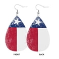 thumbnail image 2 of Faux Leather Teardrop Earrings Texas Flag Printed Dangle Earrings Lightweight Drop Earrings, 2 of 2