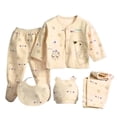 thumbnail image 2 of SPRING PARK 5 Pcs/set Winter Newborn Baby Boy Girl Clothes Outfits Unisex Infant Solid Cotton Button Long Sleeve Tops Pants, 2 of 3