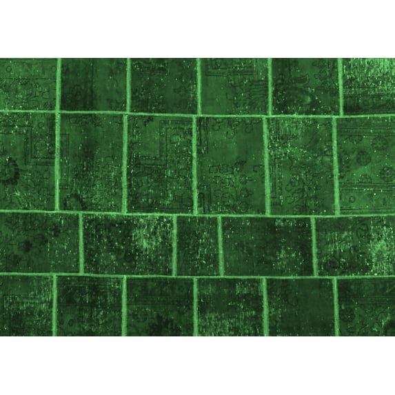 Ahgly Company Indoor Rectangle Patchwork Emerald Green Transitional Area Rugs, 5' x 8'