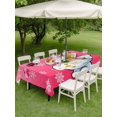 thumbnail image 3 of Outdoor Tablecloth with Umbrella Hole and Zipper, Snowman Pink Rectangle Table Cloth 60x120 Inch Waterproof Tablecloth, Christmas Balls Winter Snowflakes Rustic Checker Picnic Table Cover for Patio, 3 of 7