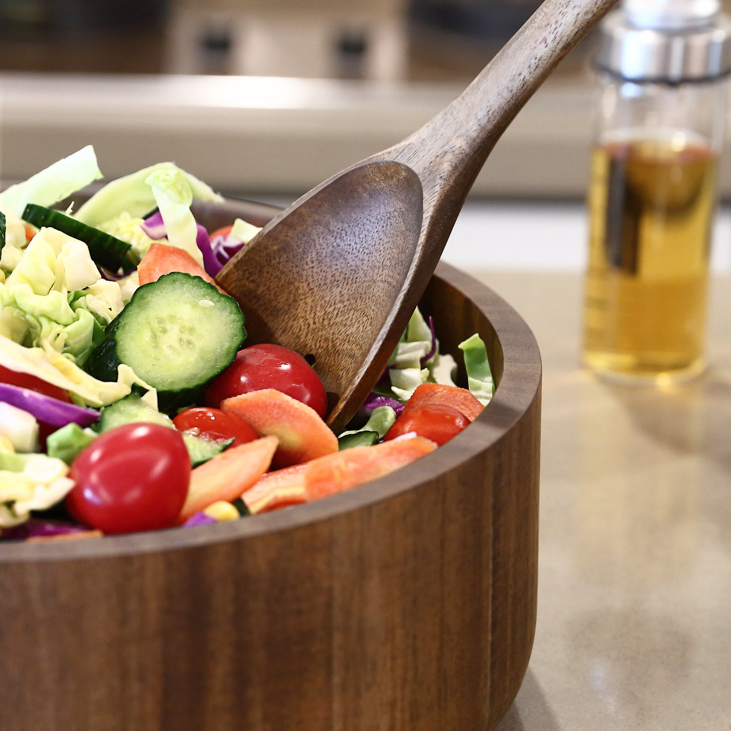 16 Inch Woven Wood Salad & Serving Bowls - Lodging Kit Company
