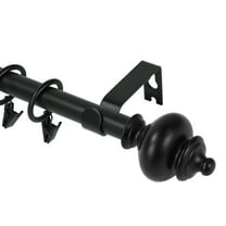 Urbanest Round Urn Curtain Rod Set With 24 Rings, 5/8", 84"-120", Black