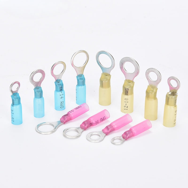 320 PCS Heat Shrink Wire Connectors Kit - 12-10 16-14 22-16 AWG - Tinned Red Copper - Ring Fork Spade Butt Splice Terminal (3Colors/100Size) - Marine Automotive Electrical Waterproof Insulated Crimp