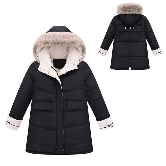 Baby Boys Girls Winter Coat,Kids Puffer Coat Mid-length Hooded Jacket Thicken Windproof Zipper Warm Outwear For Baby Kids Boys Winter Jacket Baby Winter Clothes