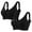 Black, variant on Rhinestone Active Bra Wireless Breathable Soft Comfortable Sports and Everyday Wear Bralette,2-Pack (Women's or Women's Plus)