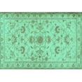 thumbnail image 1 of Ahgly Company Machine Washable Indoor Rectangle Persian Turquoise Blue Traditional Area Rugs, 5' x 8', 1 of 4