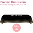thumbnail image 3 of Paquete de 4 manteles rectangulares dorados y negros de 137 x 274 cm. Mantel de plástico desechable para fiestas, cenas y eventos. Manteles negros para bodas y celebraciones., 3 of 5