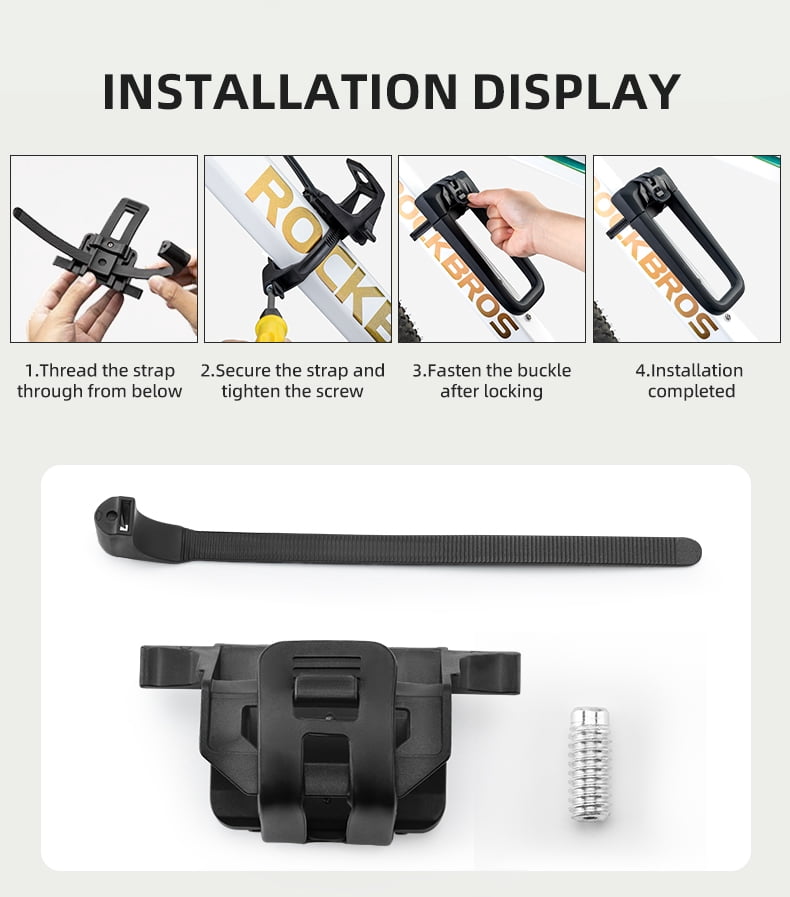 ROCKBROS U Bicycle Locks,Black Silicone Rubber,Key Lock - 22.5mm Thick Steel with 1.2M Cable