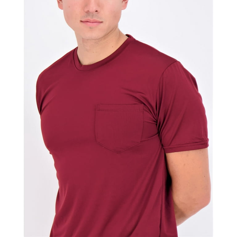 Real Essentials 4 Pack: Men's Dry-Fit Short Sleeve Pocket Crew Performance  Athletic T-Shirt (Available in Big & Tall)