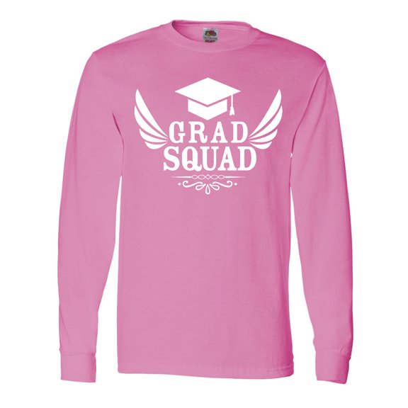 Inktastic Grad Squad with Graduation Cap and Wings Long Sleeve T-Shirt