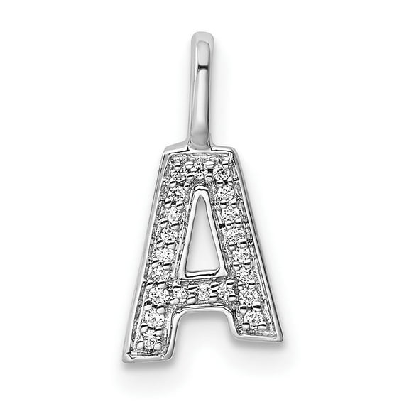 Auriga 14k White Gold Diamond Letter A Initial Pendant for Women(L- 14.82 mm, W- 7.31 mm)
