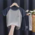thumbnail image 2 of Toddler Boys' Sports Suit Mesh Raglan Short Sleeve T-Shirt and Matching Shorts Cute Pattern Printed Outfits Size 2-7 Yearrs, 2 of 4