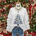 thumbnail image 2 of Christmas Trendy Sweatshirts for Women Ruffle Pleated Long Sleeve Oversized Crewneck Pullover Holiday Tops (L, White 06), 2 of 5