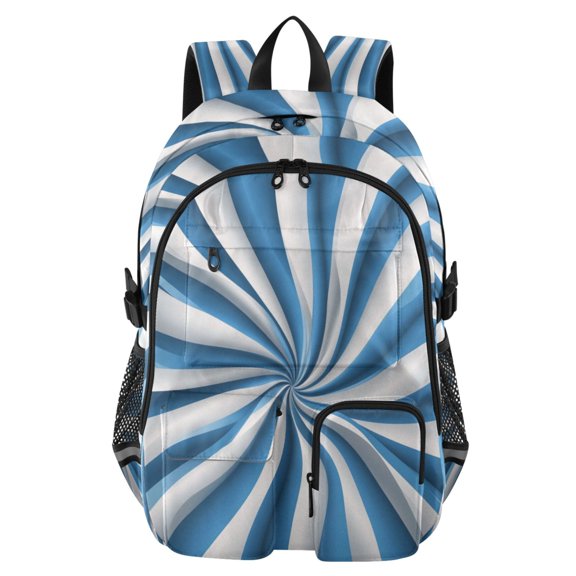 Large Capacity Student Backpack, 14 Inch Laptop Backpack, Wear-Resistant Polyester Travel Backpack with Reflective Strips for Commuting Outdoor Super Beautiful Blue Stripes