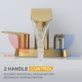 thumbnail image 4 of WOWOW Waterfall Bathroom Sink Faucet,Gold Two Handles Bathroom Faucet with Metal Pop up Sink Drain Stopper, 2 or 3 Holes Bathroom Basin Lavatory Mixer Tap with Deck Mount Plate, 4 of 7