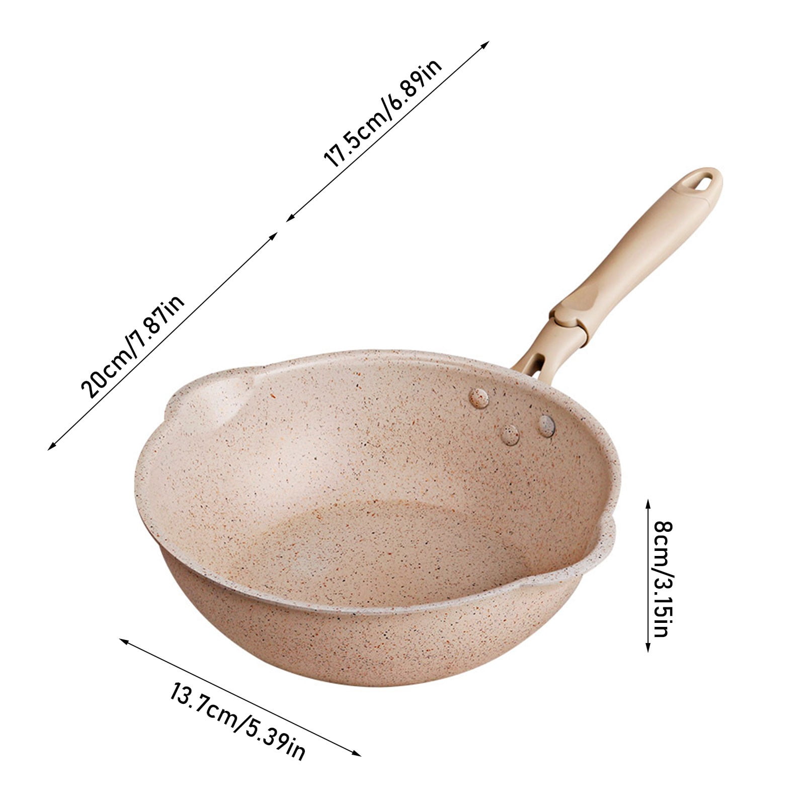 Miyuadkai Medical Stone Frying Pan, Thickened Bottom Stone Frying Pan Multifunction Non Stick Pans Deep Nougat Pot Mouth Wok Pan 20Cm, Pot*1