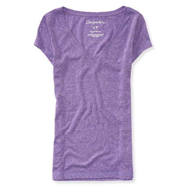 Aeropostale Heathered Core - Camiseta básica para mujer, color morado, grande Aeropostale Camiseta básica
