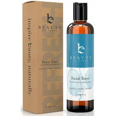 Beauty by Earth Facial Toner; Organic and Natural Witch Hazel Rose Water Astringent; Hydrating and Clarifying Face Spray to Refresh and Calm; No Alcohol or (Best Organic Rose Water Spray)