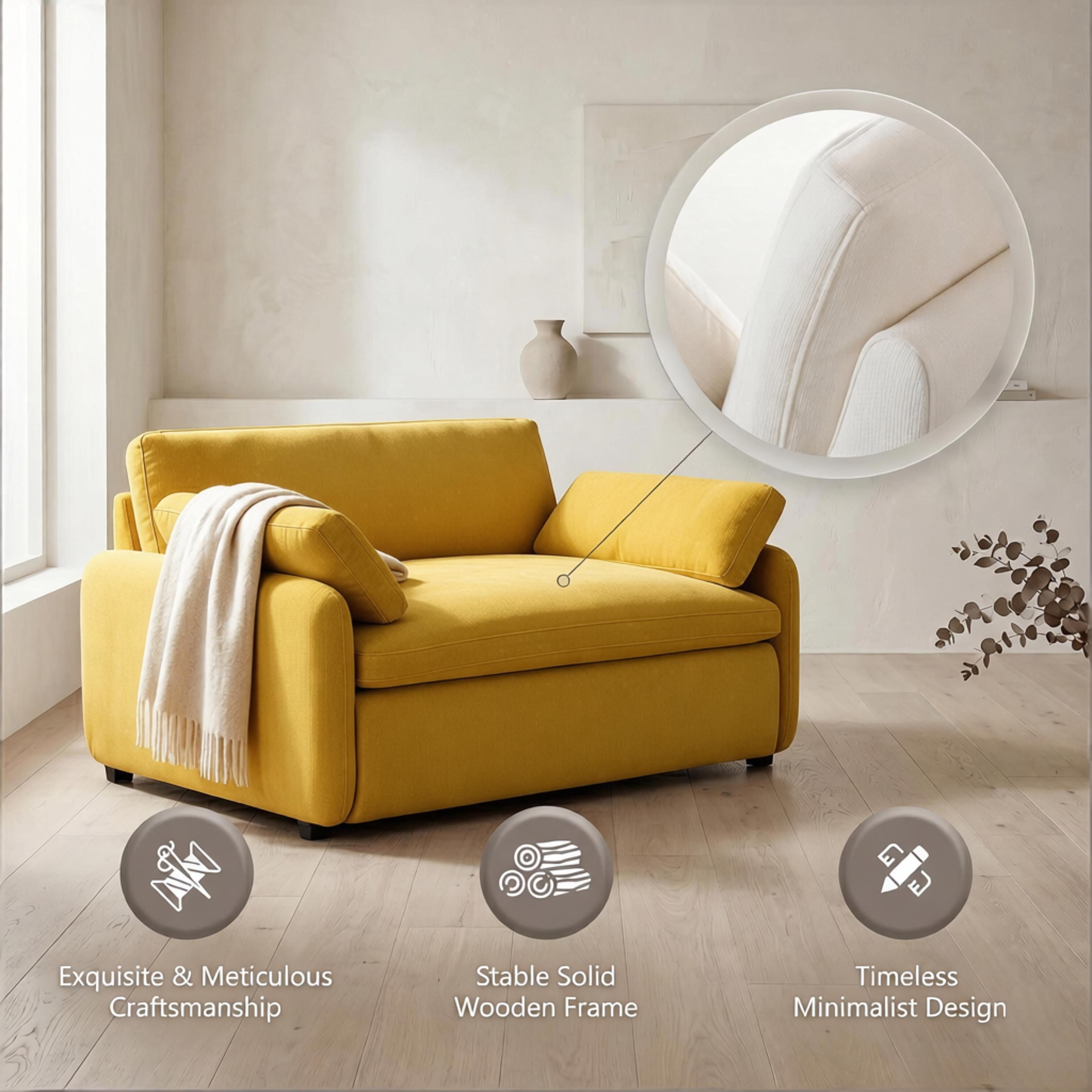 Howcool 50×43 Inch Oversized Chenille Accent Chair, Wide Deep Seat Comfy Armchair with Pillow for Living Room Apartment