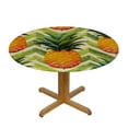 thumbnail image 3 of JEUXUS Pineapple Pattern Round Table cover with Trim Spring Summer Tablecloths Polyester Table Cover Waterproof Wipeable Table Cloth Linen for Kitchen, 3 of 7