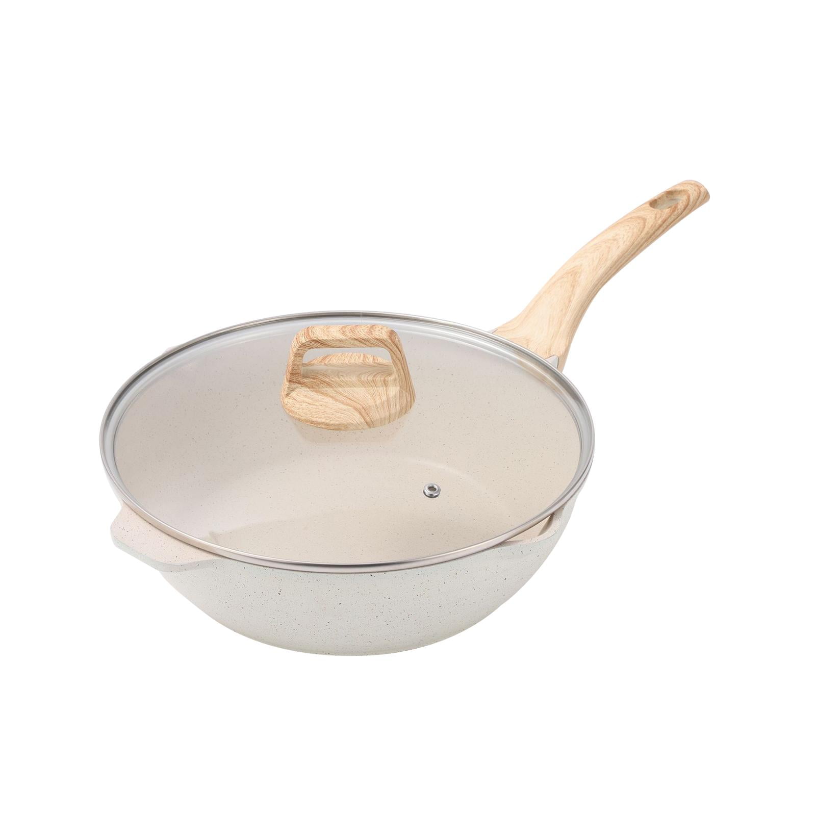 Baoblaze 24cm Deep Frying Pan Non Stick with Lid Smooth Surface Multipurpose Cookware