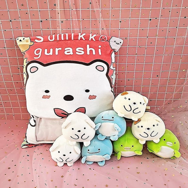 Una bolsa de peluche de pudín microbiano en la esquina, almohada para aperitivos, juguete de peluche, Mini bolas de animales, muñeca para siesta, regalo de felpa, 8 muñecas kaili Sencillez