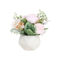 thumbnail image 2 of Artificial Peony Flower Arrangement in Ceramic Pot - Realistic Silk Centerpiece for Table, Office, or Home Decor Gift, 2 of 8