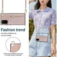 thumbnail image 3 of Crossbody Wallet Case for Samsung Galaxy Note 20 with Card Holder, Purse Cover Removable Cross Body Strap for Galaxy Note 20 Zipper Phone Case Rose Gold, 3 of 9