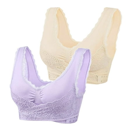 Purple Large 2Pc Womens Underwire Super Woman s Bras Gather Sports Bra Front Bra for Women Side Buckle Lace Side Running Sports Bra Chest Support Yoga Running Women Bras Wirel