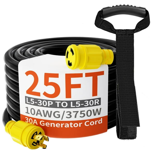 Heavy Duty 30 Amp Generator Extension Cord 25ft NEMA L5-30 Waterproof