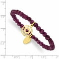 thumbnail image 3 of Stainless Steel Polished Yellow Ip Heart Dark Purple Jade Stretch Bracelet Made In China -Jewelry By Sweet Pea, 3 of 6
