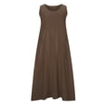 thumbnail image 7 of cocolona Womens Summer Linen Dress Sleeveless Casual Tank Long Dress Beach Solid Color Loose Sundress with Pockets, 7 of 7