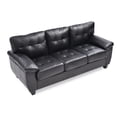 thumbnail image 4 of Modern Sofa Couch - Comfortable Living Room Furniture, Black Faux Leather, 4 of 9