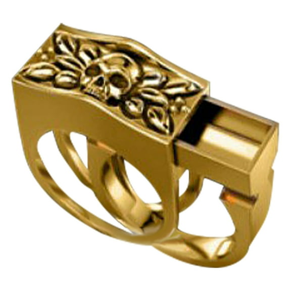 Valentine's Day Gifts for Woman Men Punk Style Skull Ring Dual-Use Exquisite Ring6-13 Gold 7